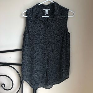 H&M patterned button down blouse - black and white